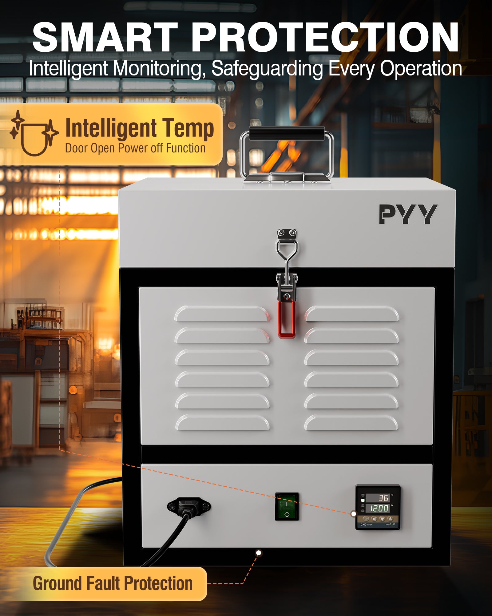 PYY Electric Kiln - 1500W Melter Furnace Oven Pottery Kilns, Hi-Temp 2200℉/1200℃, Melting Furnace with Vent Hole, for Wax Casting, Clay Pottery Ceramic DIY, Glass, Jewelry Making