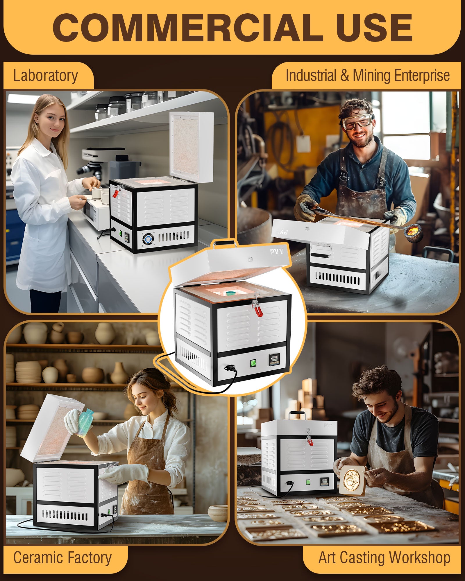 PYY Electric Kiln - 1500W Melter Furnace Oven Pottery Kilns, Hi-Temp 2200℉/1200℃, Melting Furnace with Vent Hole, for Wax Casting, Clay Pottery Ceramic DIY, Glass, Jewelry Making