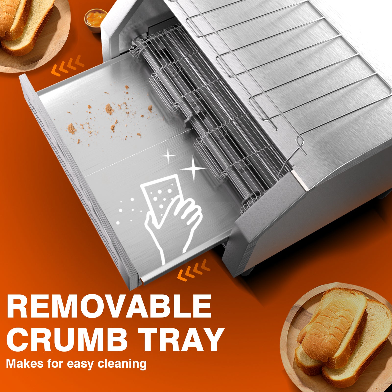 PYY Commercial Conveyor Toaster - Electric Industrial Belt Toasters Oven Heavy Duty Stainless Steel Tostadora Transportadora for Bun Bagel Bread Waffle Restaurant Buffet 450 Slices/Hour