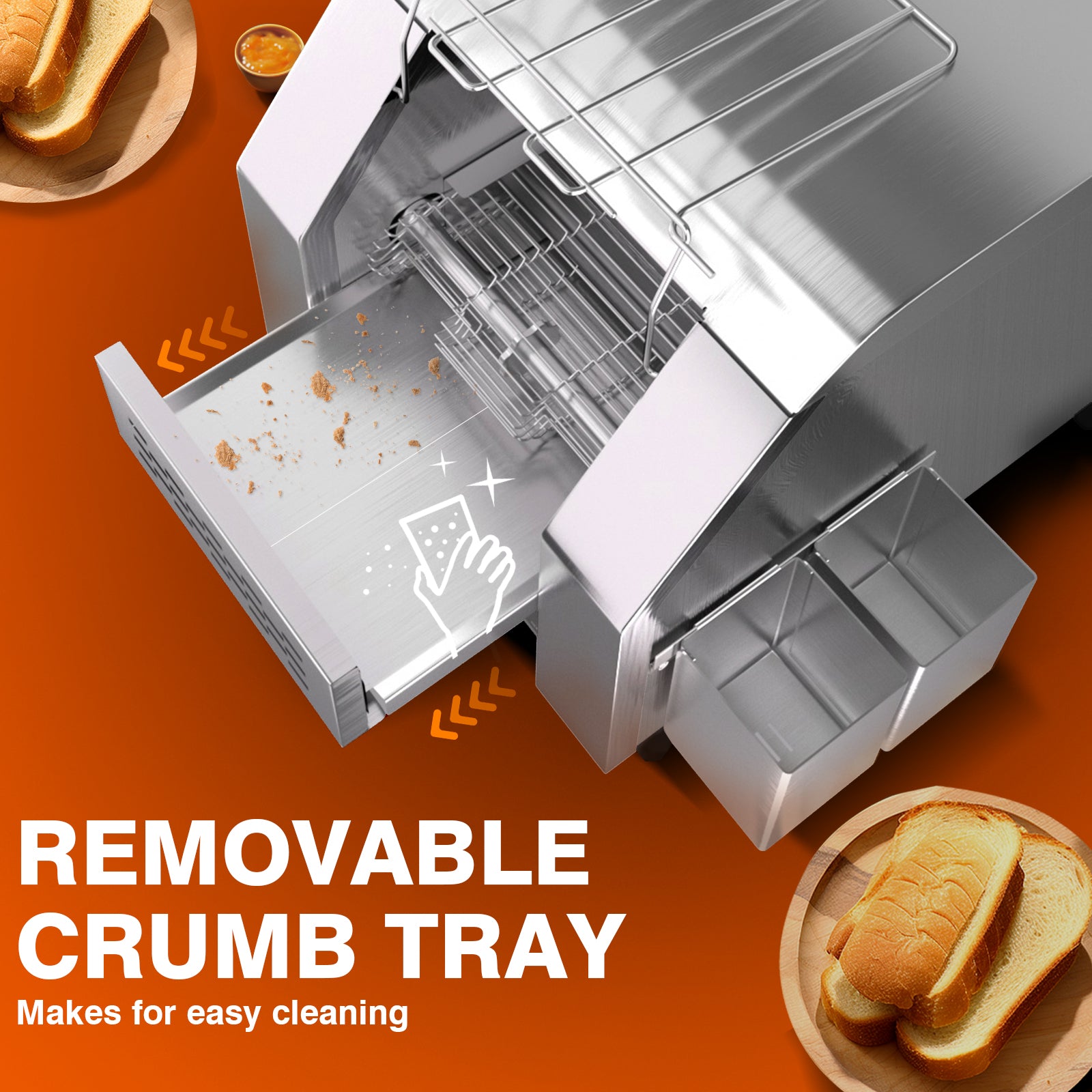Commercial Toaster Conveyor 150slices/h Restaurant Toaster for Bun Bagel Bread Heavy Duty Stainless Steel Conveyor Toaster