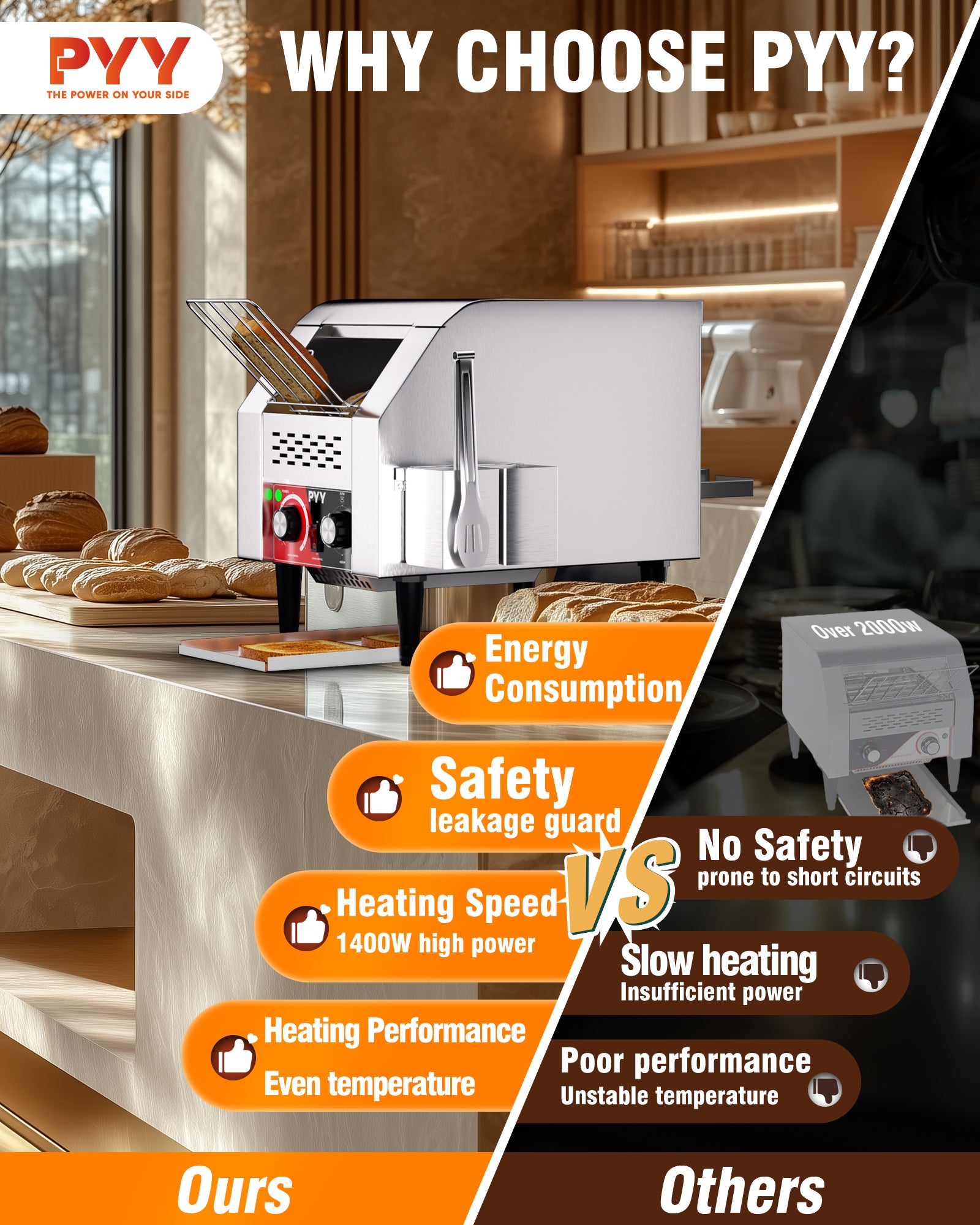 Commercial Toaster Conveyor 150slices/h Restaurant Toaster for Bun Bagel Bread Heavy Duty Stainless Steel Conveyor Toaster