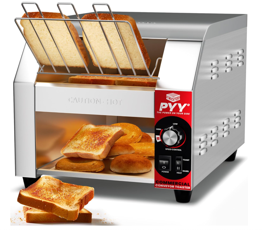 PYY Commercial Conveyor Toaster - 400 Slices/Hour 1800W Electric Industrial Belt Toasters Oven Heavy Duty, Stainless Steel Toaster for Bun Bagel Bread Waffle Restaurant Catering