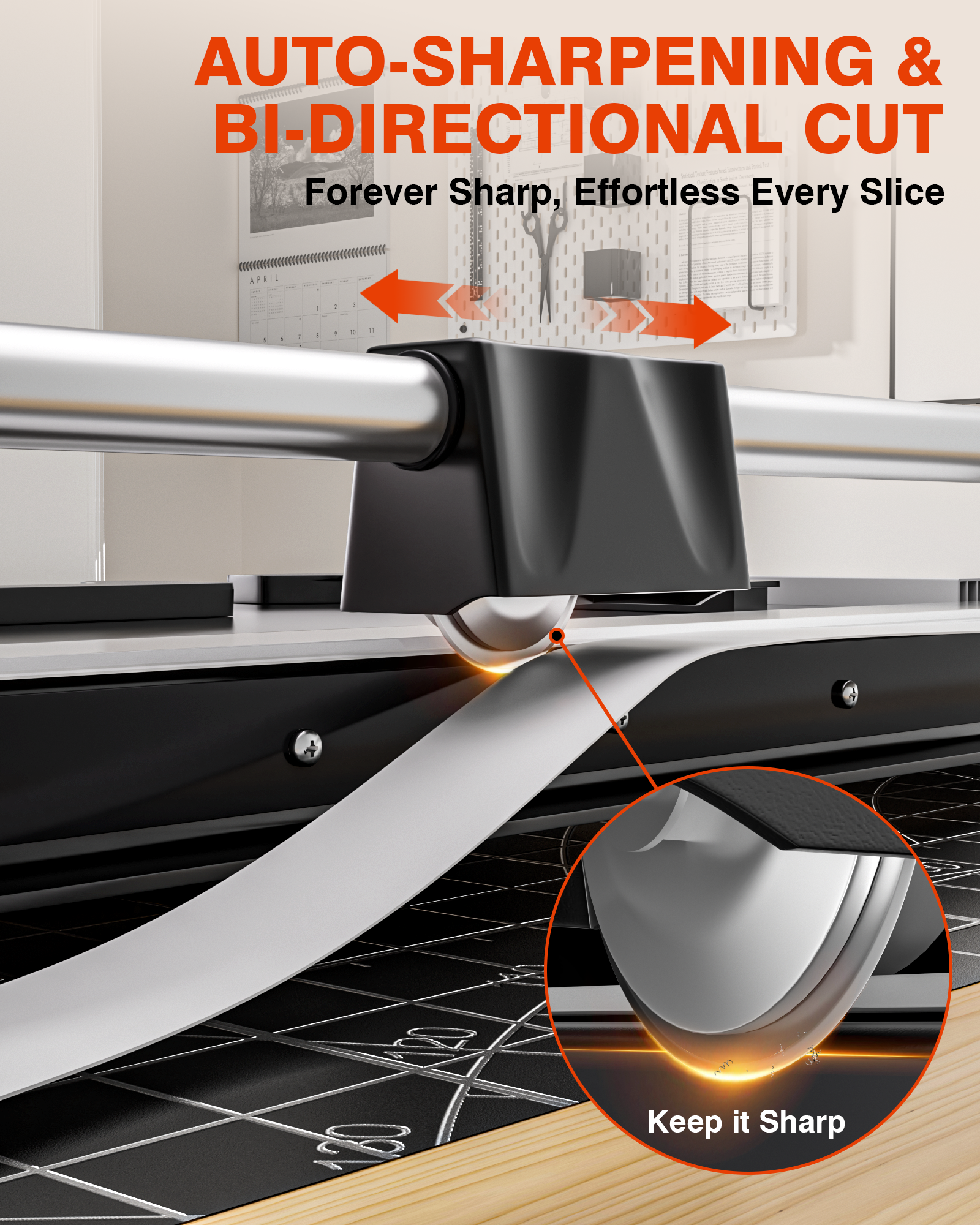 PYY Rotary Paper Cutter - Large Paper Cutter 24 Inch Cutting Length w/Measurement Grid Heavy Duty Self-Sharpening Blade Precision Trimmer for Poster Cardstock Cutting, Photo Trimming, Studio, Office