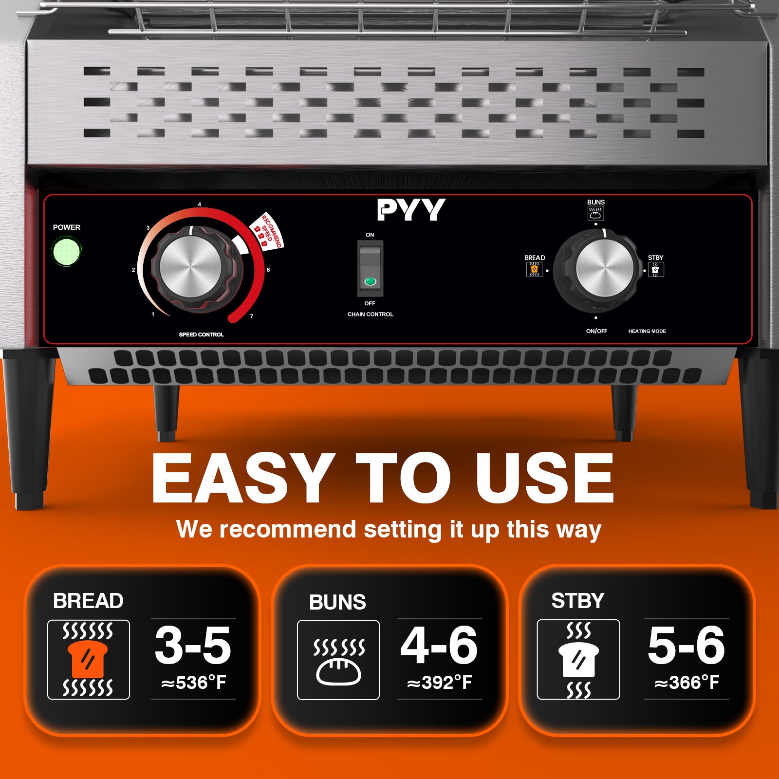 PYY Commercial Conveyor Toaster - Electric Industrial Belt Toasters Oven Heavy Duty Stainless Steel Tostadora Transportadora for Bun Bagel Bread Waffle Restaurant Buffet 450 Slices/Hour