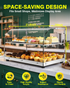 Pastry Display Case - 22" Bakery Display Case 2-Layer Acrylic Pastry Display Case Countertop with Stainless Steel Shelves & Base, 2 Magnetic Rear Doors