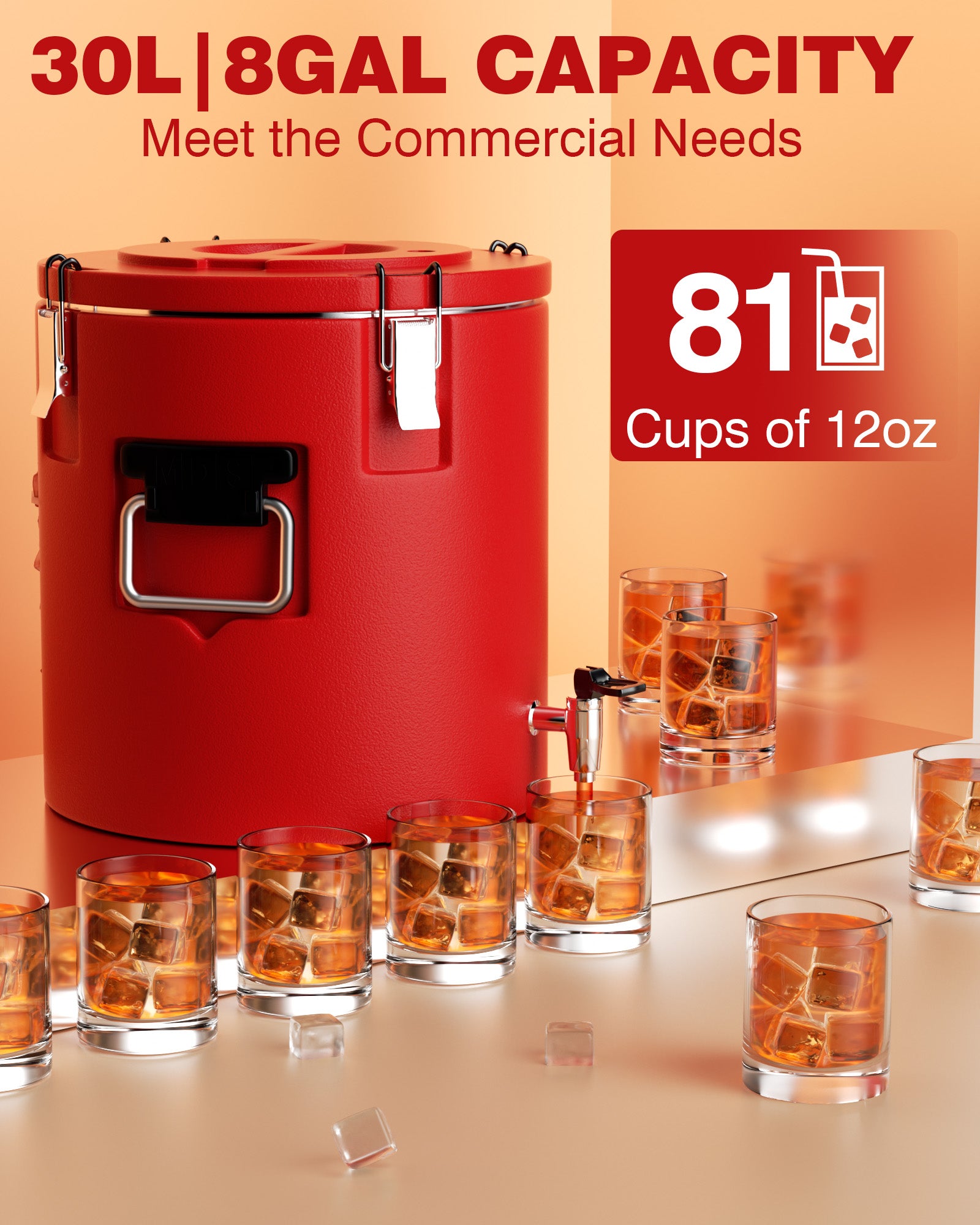 PYY Insulated Beverage Dispenser - Stainless Steel Hot and Cold Drink Water Coffee Carrier with Spigot Handle, Commercial Thermal Container for Chocolate Iced Juice Tea Milk Restaurant Party
