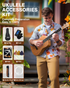 PYY Baritone Ukulele Mahogany Wood Ukuleles Music Instrument Kit with Digital Tuner, Strap, Gig Bag, 3 Picks, Extra Strings, Capo, for Adults Beginners Starter
