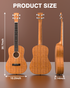 PYY Baritone Ukulele Mahogany Wood Ukuleles Music Instrument Kit with Digital Tuner, Strap, Gig Bag, 3 Picks, Extra Strings, Capo, for Adults Beginners Starter