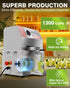 PYY Sugar Cane Juicer Machine - Commercial Countertop Electric 3-Rollers Sugarcane Juice Press Stainless Steel Washable Extractor, Guarapera de Caña de Azúcar Eléctrica w/ 2 Peelers, Brush, 600W
