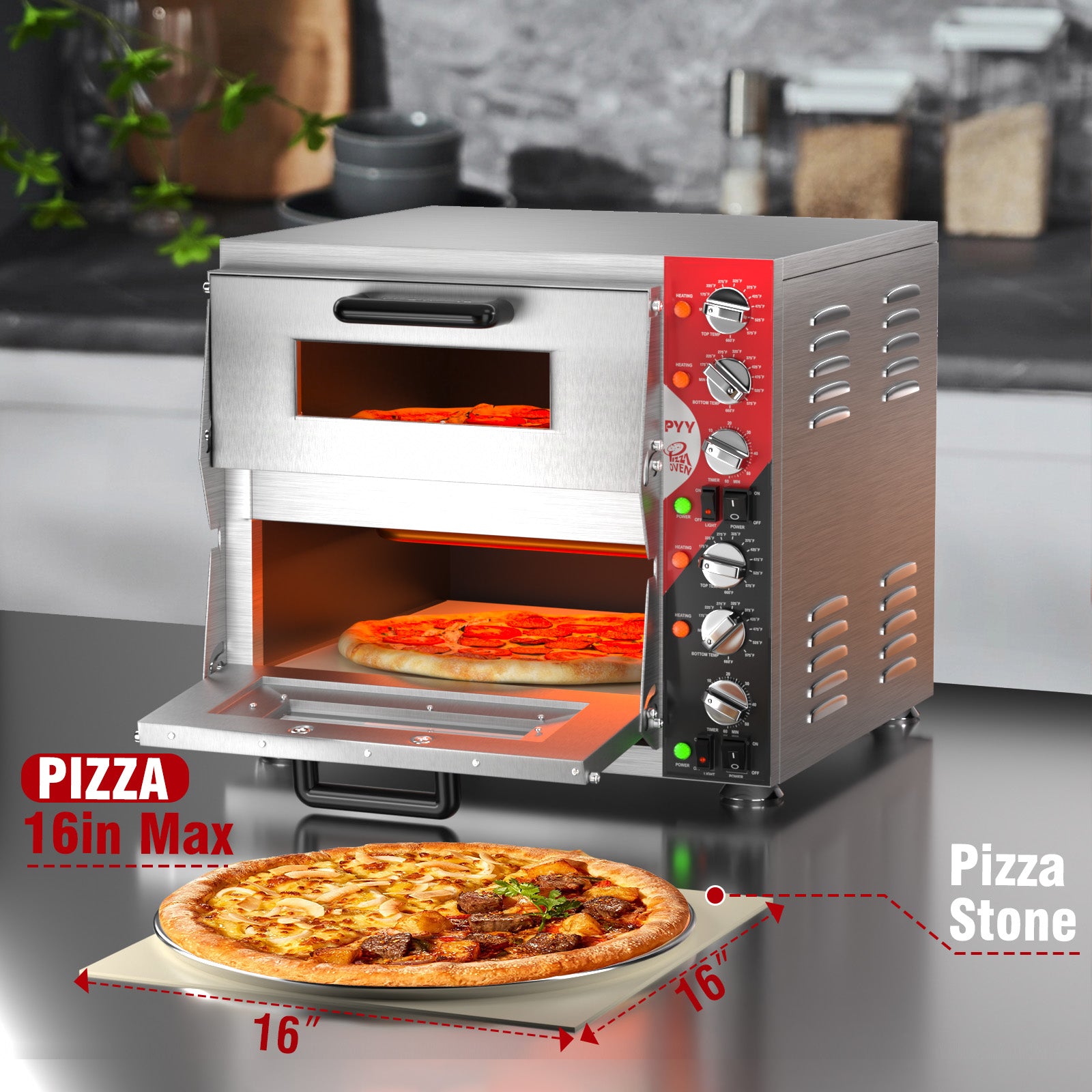 PYY Pizza Stone for 16 Inch Countertop Pizza Oven Electric Pizza Oven Commercial Pizza Oven
