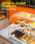 Pastry Display Case - 22" Bakery Display Case 2-Layer Acrylic Pastry Display Case Countertop with Stainless Steel Shelves & Base, 2 Magnetic Rear Doors