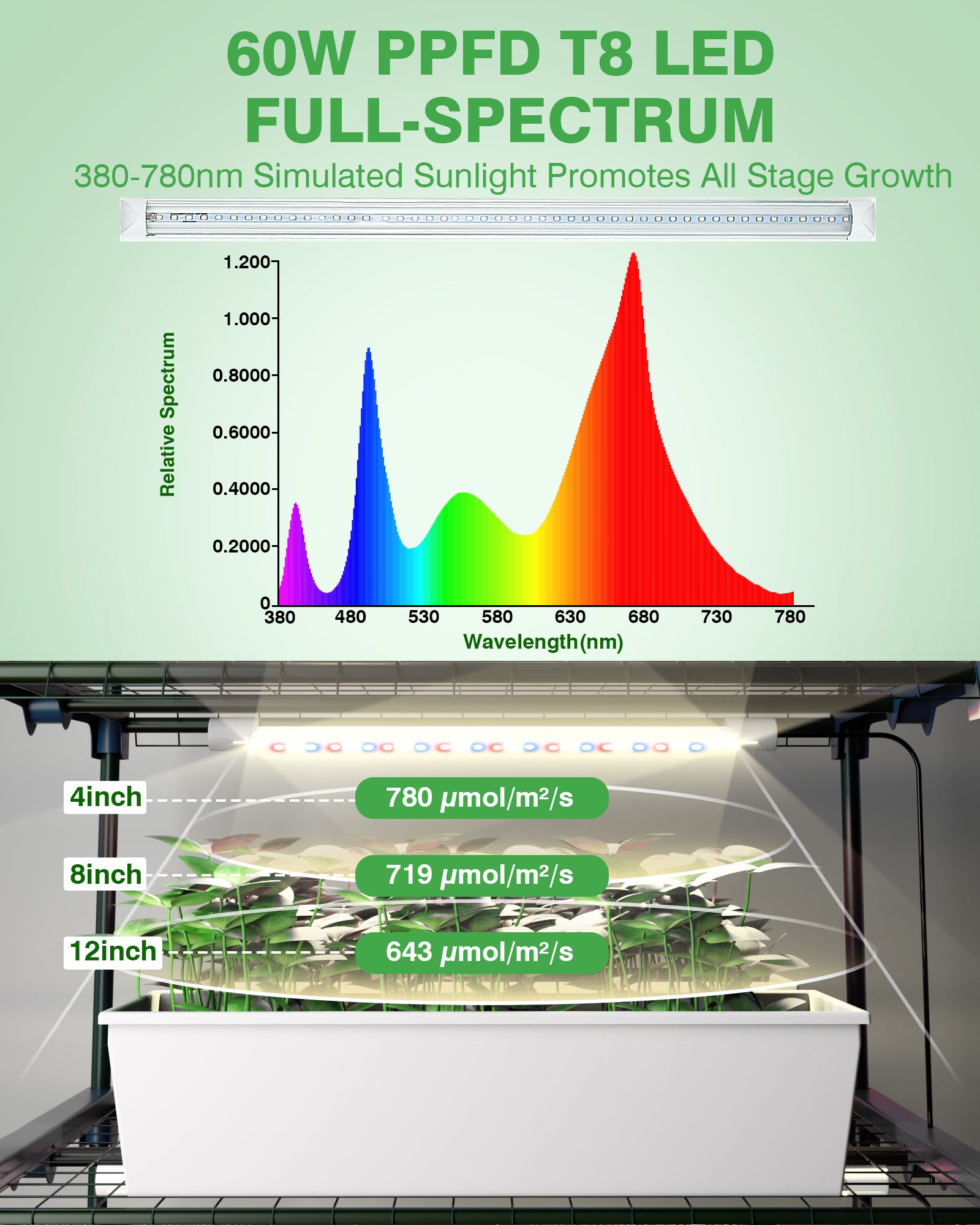 PYY Mini Indoor Greenhouse with Grow Light - 5 Tier Gardening Shelves Small Portable Outdoor Plant Green House Cabinet with Wheels, 600D Oxford Tent Cover, 60W PPFD T8 LED, Timer, Thermometer