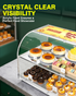 Pastry Display Case - 22" Bakery Display Case 2-Layer Acrylic Pastry Display Case Countertop with Stainless Steel Shelves & Base, 2 Magnetic Rear Doors