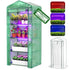 PYY Mini Indoor Greenhouse with Grow Light - Small Portable Outdoor Plant Green House Cabinet with Wheels, Thermometer, PE Tent Cover, 4 Dimmable 3 Color 2FT 36W LED Kit, 4 Tier Gardening Shelves