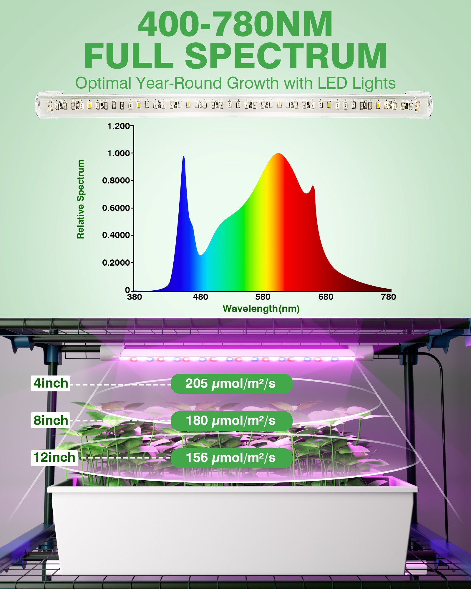 PYY Mini Indoor Greenhouse with Grow Light - Small Portable Outdoor Plant Green House Cabinet with Wheels, Thermometer, PE Tent Cover, 4 Dimmable 3 Color 2FT 36W LED Kit, 4 Tier Gardening Shelves
