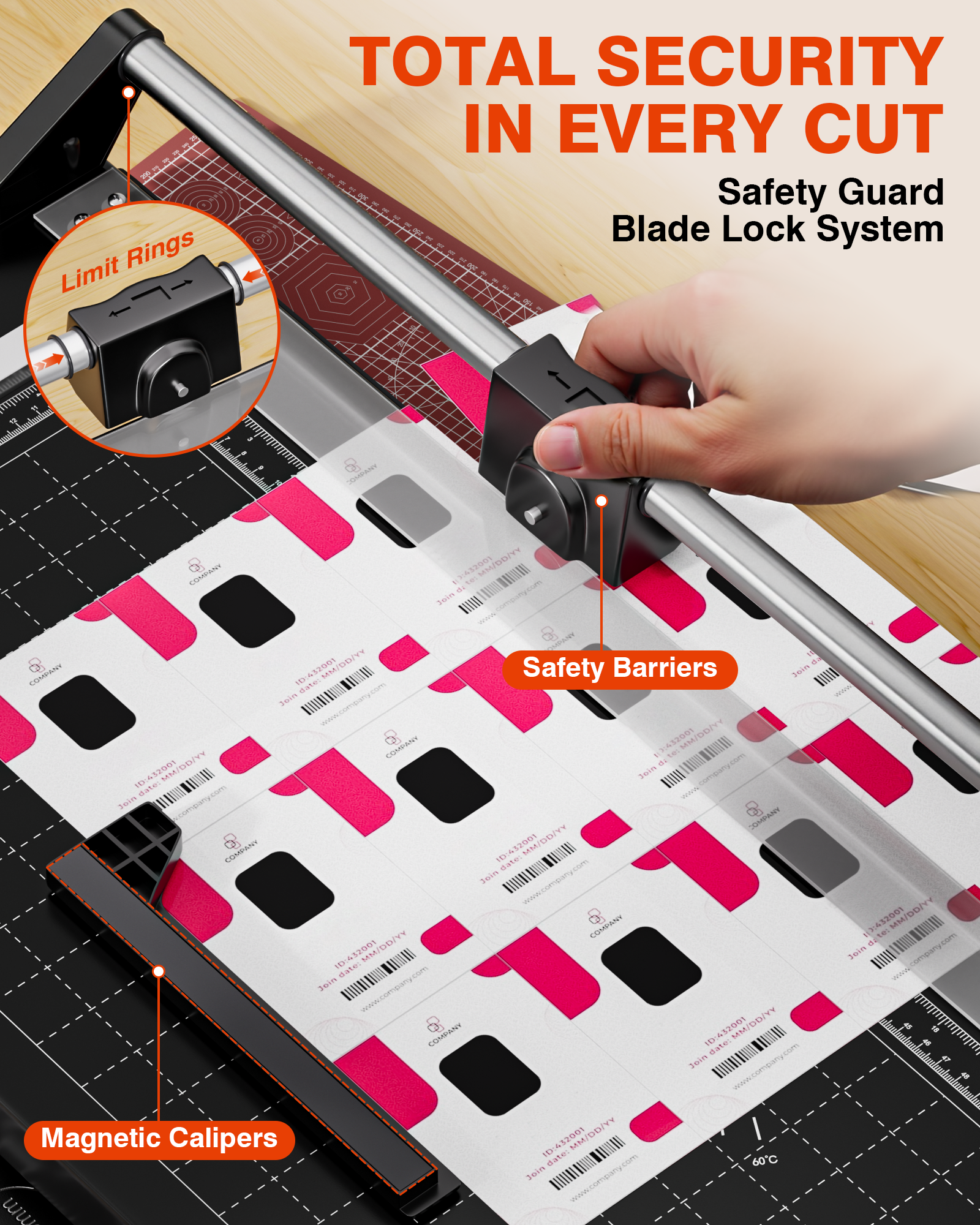 PYY Rotary Paper Cutter - Large Paper Cutter 24 Inch Cutting Length w/Measurement Grid Heavy Duty Self-Sharpening Blade Precision Trimmer for Poster Cardstock Cutting, Photo Trimming, Studio, Office