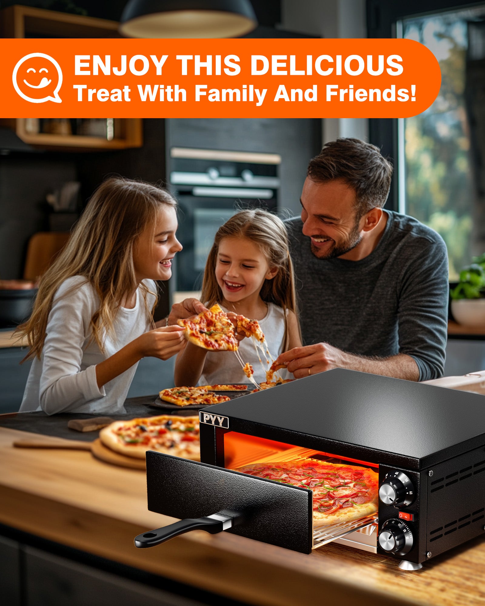 PYY Indoor Electric Pizza Oven - Countertop Pizza Maker Machine Commercial With Crumb Tray for Home 12in