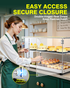 Pastry Display Case - 22" Bakery Display Case 2-Layer Acrylic Pastry Display Case Countertop with Stainless Steel Shelves & Base, 2 Magnetic Rear Doors