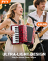 22 Key Piano Accordion - 8 Bass 22-key Accordeon Musical Instrument, Easy Learning, Premium Maple Wood & Leather Bellows, Acordeones para Adultos w/Straps & Backpack for Beginners Students Adults