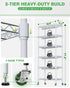 PYY Mini Indoor Greenhouse with Grow Light - 5 Tier Gardening Shelves Small Portable Outdoor Plant Green House Cabinet with Wheels, 600D Oxford Tent Cover, 60W PPFD T8 LED, Timer, Thermometer