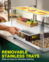 Pastry Display Case - 22" Bakery Display Case 2-Layer Acrylic Pastry Display Case Countertop with Stainless Steel Shelves & Base, 2 Magnetic Rear Doors