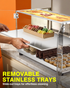 Pastry Display Case - 22" Bakery Display Case 2-Layer Acrylic Pastry Display Case Countertop with Stainless Steel Shelves & Base, 2 Magnetic Rear Doors