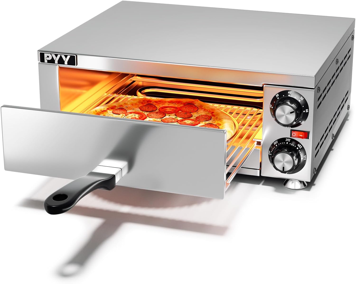 PYY Indoor Electric Pizza Oven - Countertop Pizza Maker Machine Commercial With Crumb Tray for Home 12in