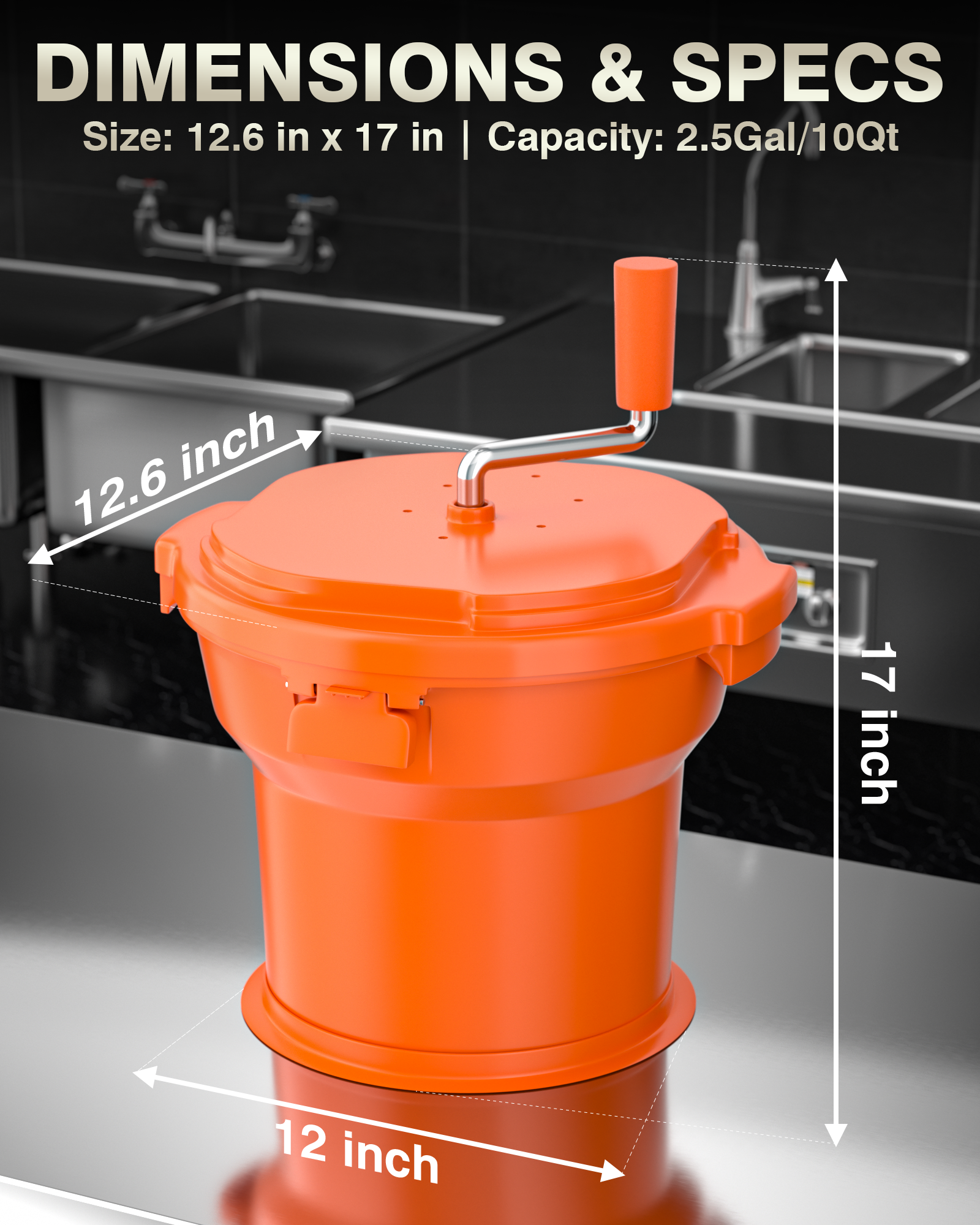 Commercial Salad Spinner - Salad Dryer Large Salad Spinner w/Silicone Anti-slip Mat & Draining Hose, 24Qt Manual Salad Spinner for up to 7 Heads of Lettuce Spinner Large for Catering
