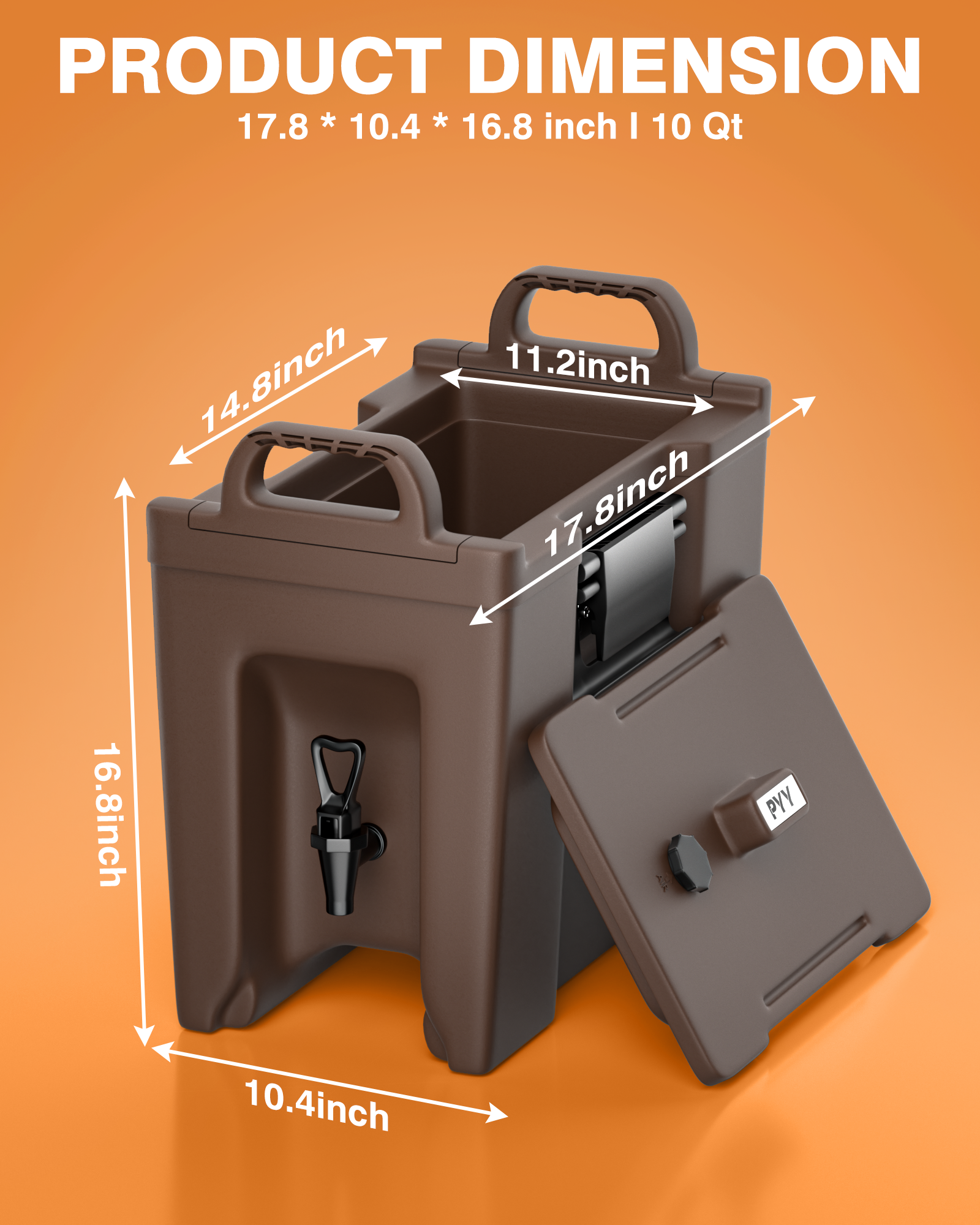 PYY Insulated Beverage Dispenser - Hot and Cold Drink Container with Handles, Thermal Drink Dispenser Cooler Server carrier For Commercial Catering Brown