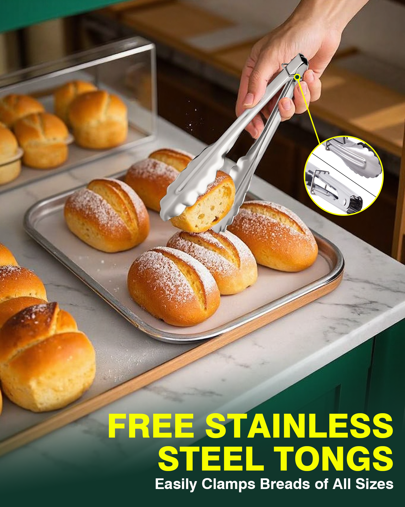 Pastry Display Case - 22" Bakery Display Case 2-Layer Acrylic Pastry Display Case Countertop with Stainless Steel Shelves & Base, 2 Magnetic Rear Doors