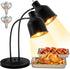PYY Commercial Food Warmer - 2-Head Electric Heating Lamp 500W Stainless Steel Food Warmer Lamp Catering Food Warming Lamp w/Spare Bulb for Catering Kitchen Food Service Restaurant Cafeteria