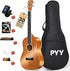 PYY Baritone Ukulele Mahogany Wood Ukuleles Music Instrument Kit with Digital Tuner, Strap, Gig Bag, 3 Picks, Extra Strings, Capo, for Adults Beginners Starter
