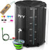 PYY Rain Water Collection Barrel - 132 Gallon Black Water Storage Tank with Spigot, Hose and Portable Bucket, Large Plastic Collapsible Rain Catcher Catchment System to Collect Rainwater from Gutter