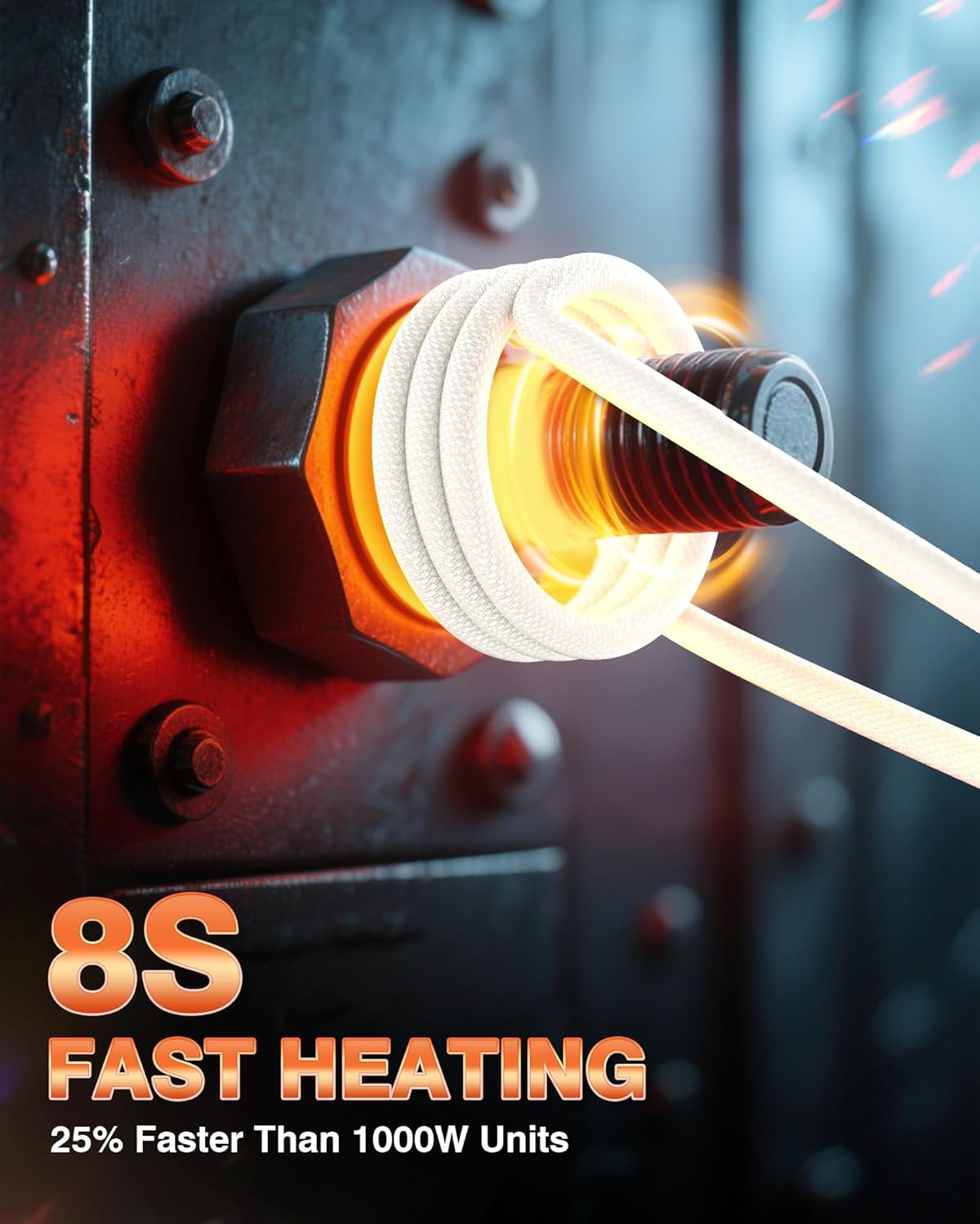 PYY Induction Heater Bolt Removal - 1800W Handheld Induction Heater with 20mm, 30mm, 40mm, 60mm, Flexible Coils, 8s Heating Up, Remove Rusty Nuts, Bolts, Bearings, for Auto Repair Industrial, Black