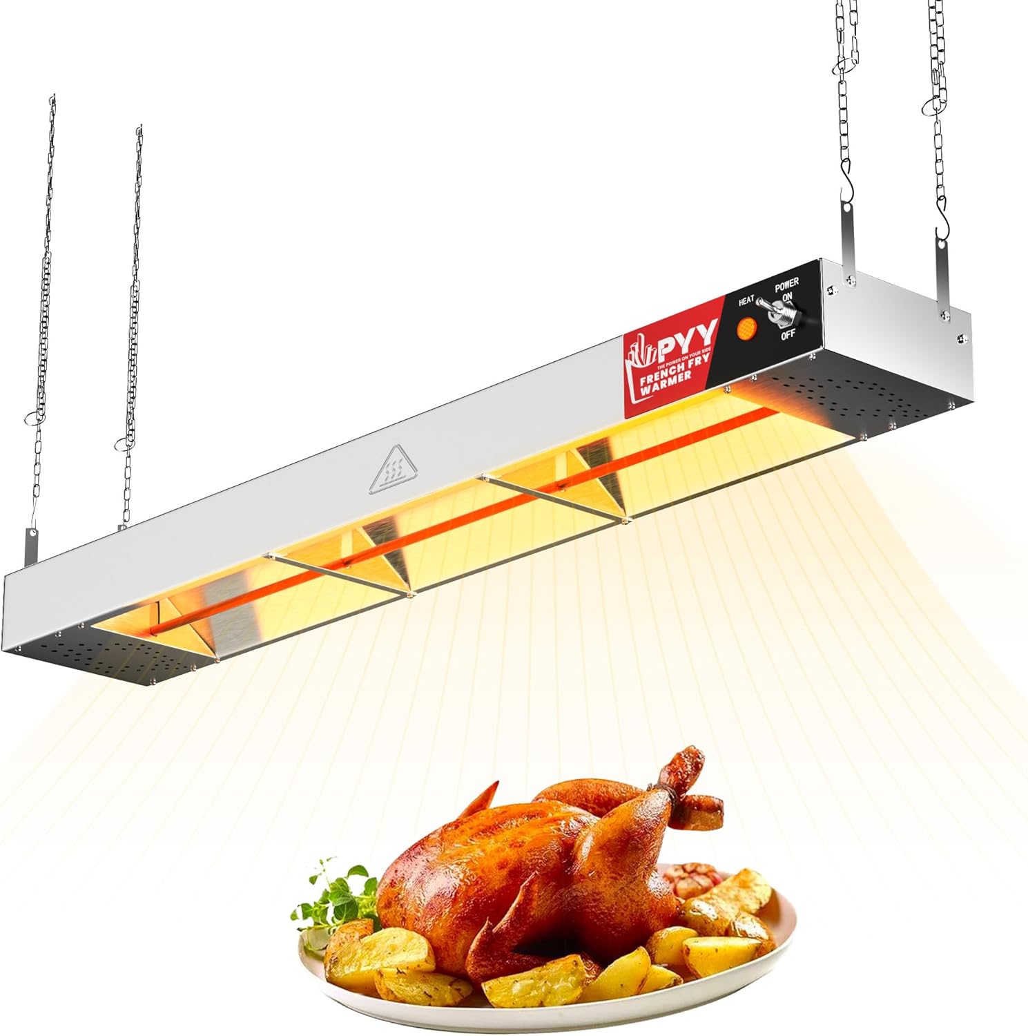 PYY Food Heat Lamp Strip - Commercial Food Heating Warmer, 500W Hanging Stainless Steel Electric Strip Heater, Food Service Restaurant