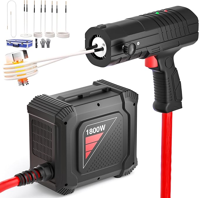PYY Induction Heater Bolt Removal - 1800W Handheld Induction Heater with 20mm, 30mm, 40mm, 60mm, Flexible Coils, 8s Heating Up, Remove Rusty Nuts, Bolts, Bearings, for Auto Repair Industrial, Black