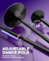 Dance Pole for Home - Adjustable & Portable Dancing Pole for Gym Studio Pub, Chrome Finish, Spinning & Static Modes, No Drilling Required, Remote LED Lights, Fits 88"-108" Ceilings, 45mm, Black
