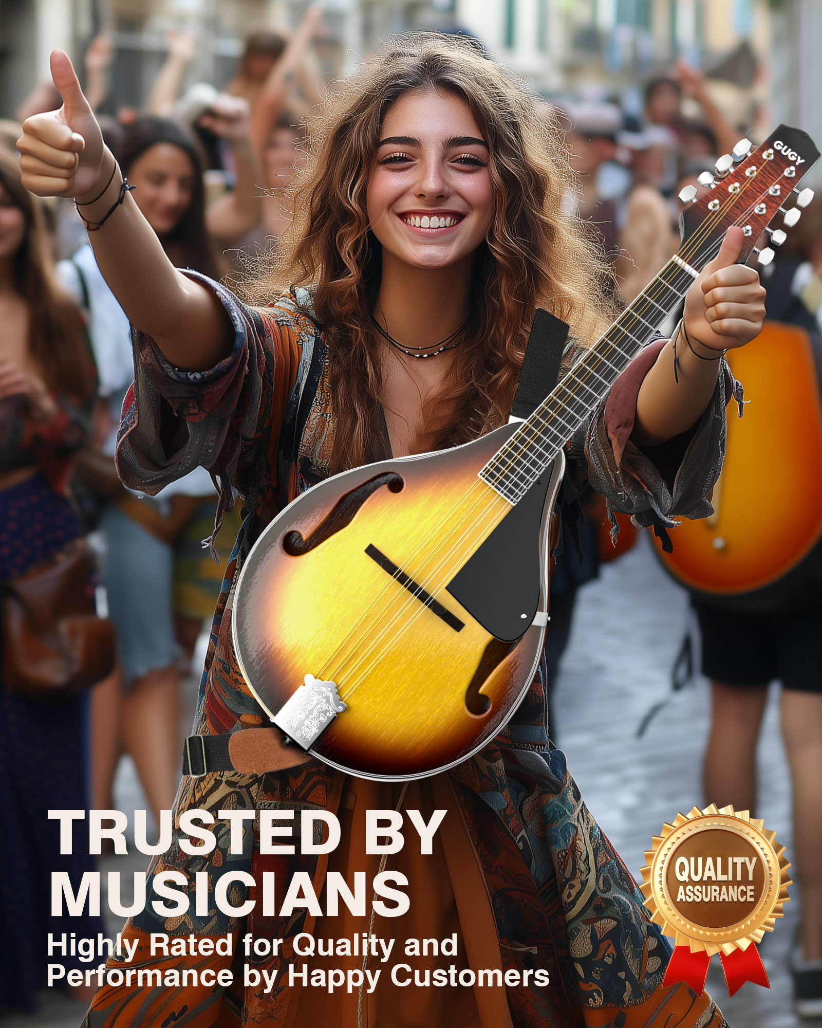 Mandolin Instrument - A Style 8-Strings Mandolin Musical Instrument 27 Inch Mandolins for Beginners Starter Kit with Gig Bag, Spare Strings, Digital Tuner, Capo, 3 Picks, Strap