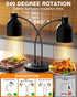 PYY Commercial Food Warmer - 2-Head Electric Heating Lamp 500W Stainless Steel Food Warmer Lamp Catering Food Warming Lamp w/Spare Bulb for Catering Kitchen Food Service Restaurant Cafeteria