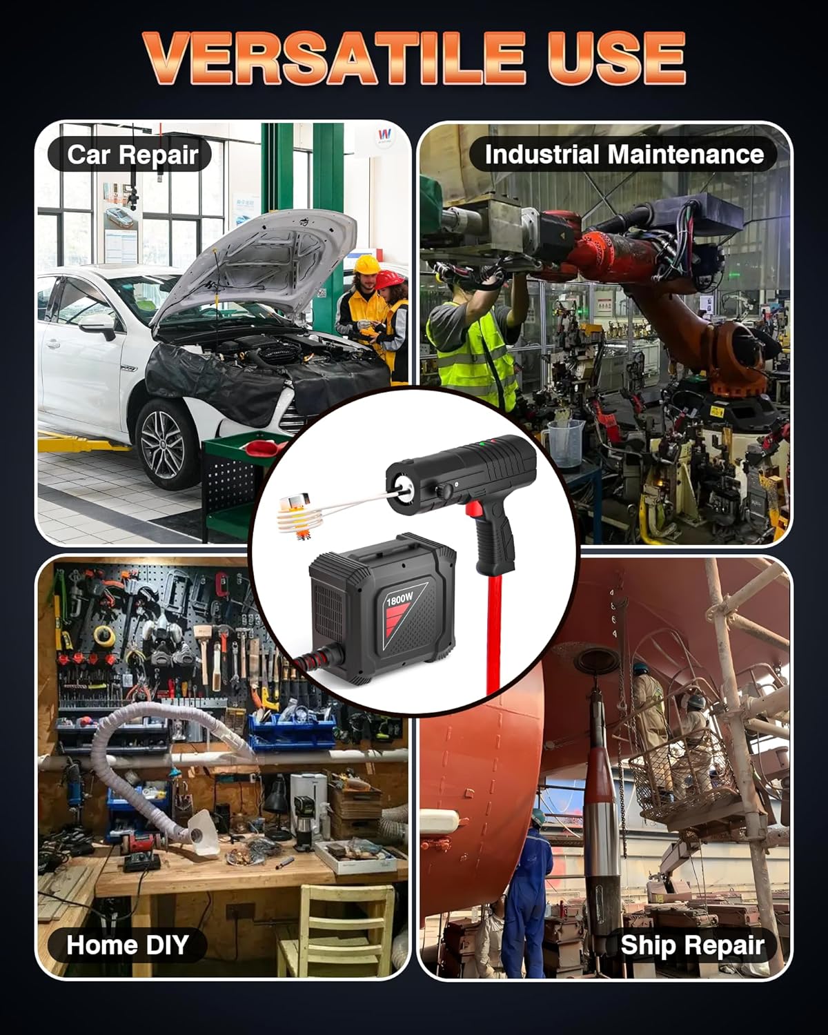 PYY Induction Heater Bolt Removal - 1800W Handheld Induction Heater with 20mm, 30mm, 40mm, 60mm, Flexible Coils, 8s Heating Up, Remove Rusty Nuts, Bolts, Bearings, for Auto Repair Industrial, Black