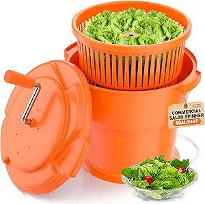 Commercial Salad Spinner - Salad Dryer Large Salad Spinner w/Silicone Anti-slip Mat & Draining Hose, 24Qt Manual Salad Spinner for up to 7 Heads of Lettuce Spinner Large for Catering