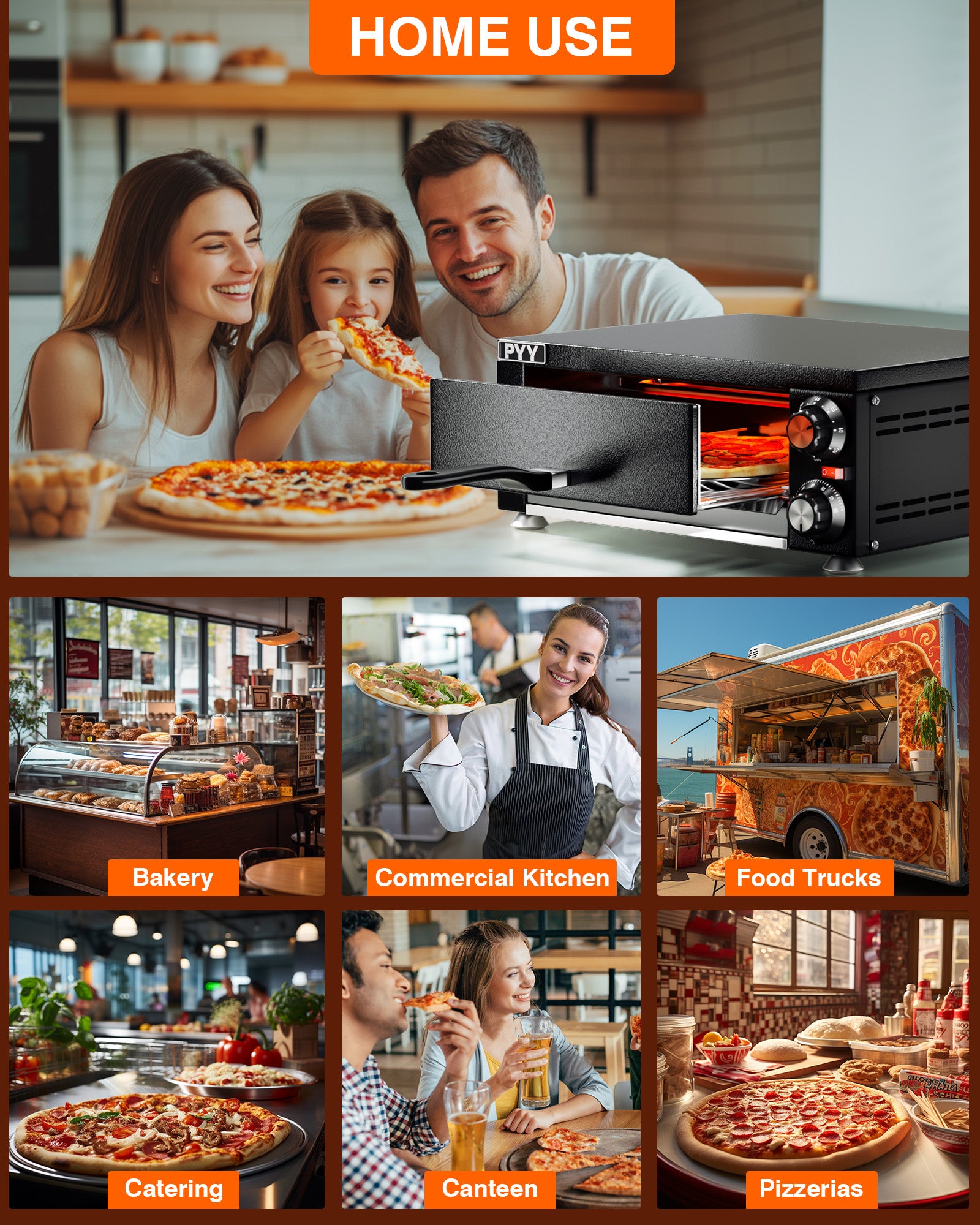 PYY Indoor Electric Pizza Oven - Countertop Pizza Maker Machine Commercial With Crumb Tray for Home 12in