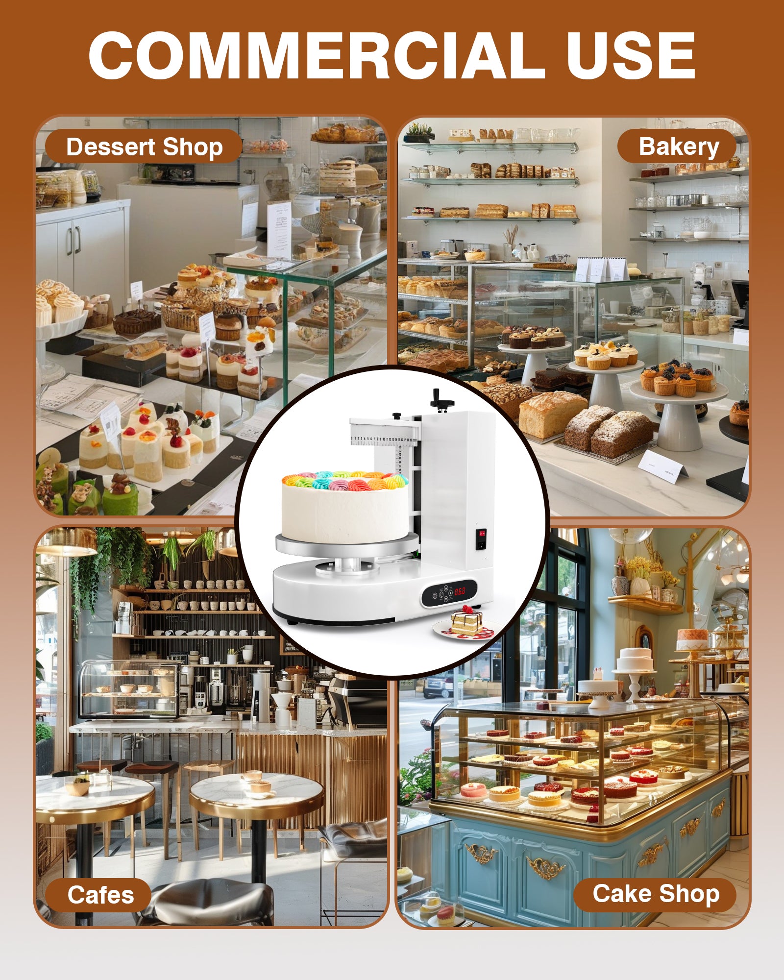 PYY Cake Decorating Machine - Automatic Cake Cream Spreading Machine for 4-12 Inch Cake Icing Machine 60-320 RPM with Graduated Scrapers Electric Cake Turntable for Decorating Cake Frosting Machine