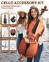 PYY Cello 4/4 Full Size - Solid Wood Acoustic Cello Package with Free Stand, Bag, Strings, Tuner, Rosin and Bow, Cello 4/4 Strings Set for Students & Adult Beginner Instruments