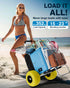 Beach Cart with 13" Big Balloon Wheels for Sand, 352LBS Loading Capacity, Lightweight Folding Aluminum Beach Dolly Wagon Trolley Buggy with 15"*23" Large Cargo Deck, 33"-51.6"