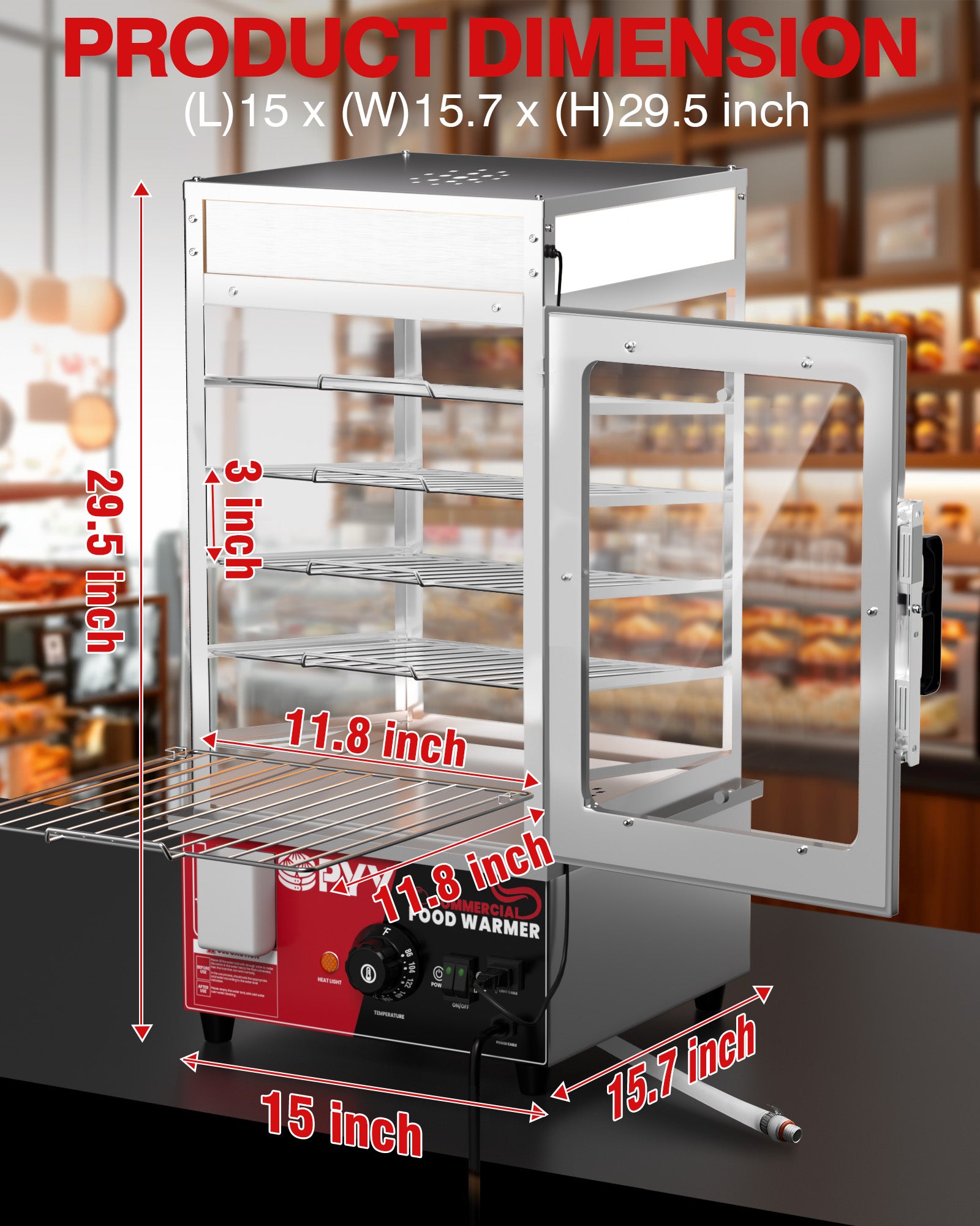 PYY Bun Steamer Electric Food Display - 5 Layers Display Stainless Steel Commercial Bun Steamer Automatic Temperature Control, Restaurant, Kiosk 1200W/110V