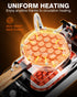PYY Bubble Waffle Maker – 1500W Commercial Egg Puff Waffle Iron with a non-stick coating, 180° rotating design, a wooden handle, and a crumb tray, ideal for making Hong Kong round cones