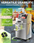 PYY Sugar Cane Juicer Machine - Commercial Electric 3-Rollers Sugarcane Juice Press Stainless Steel Extractor, Guarapera de Caña de Azúcar Eléctrica with 4 Wheels, Cleaning Brush, 2 Peelers