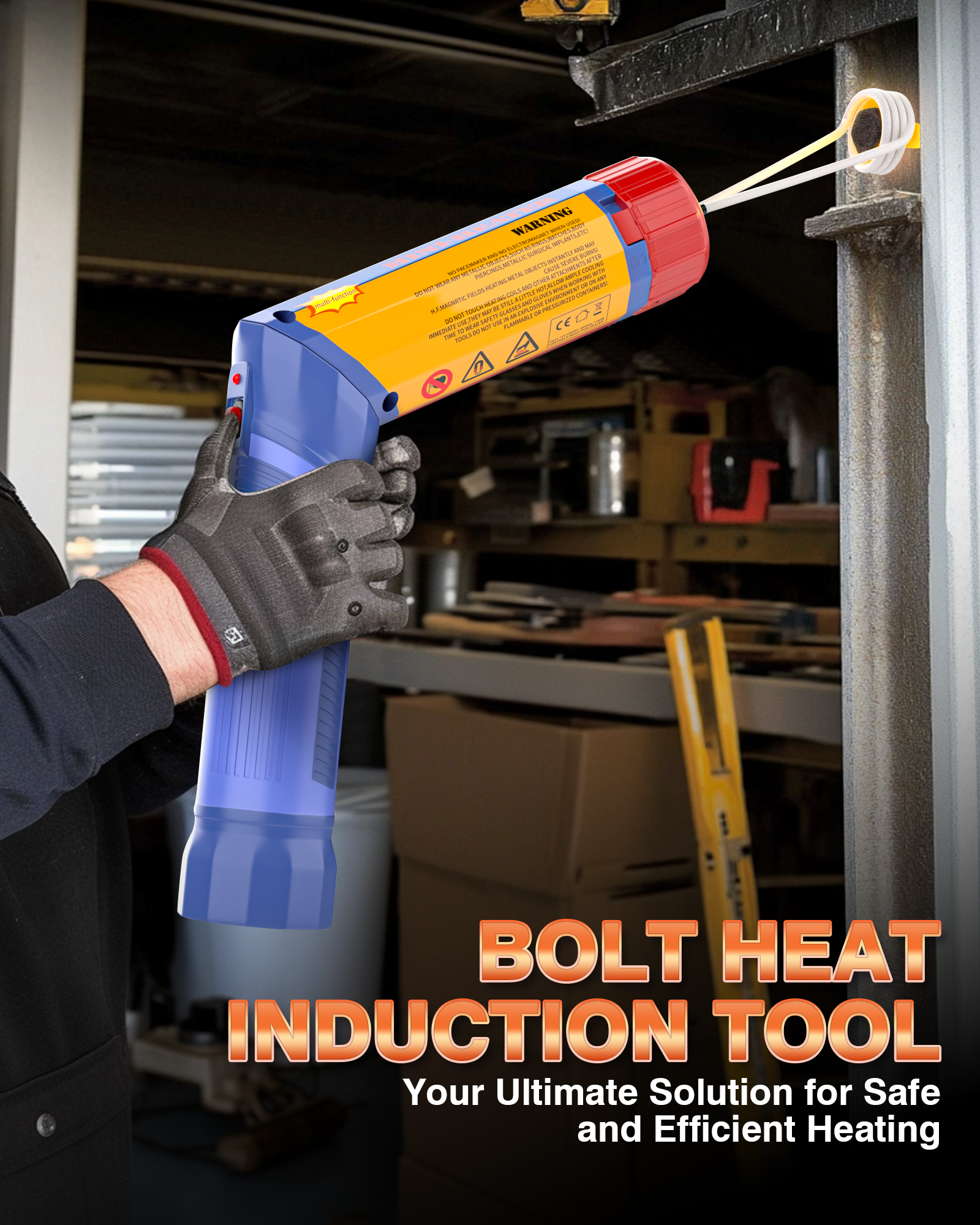 PYY Induction Heater Bolt Removal - Bolt Heat Induction Tool 1200W Magnetic Induction Heater for Removing Nuts, Bolts, Bearings, with Rotatable Handle, 8 Coils, Overheat Protection, Carrier Case