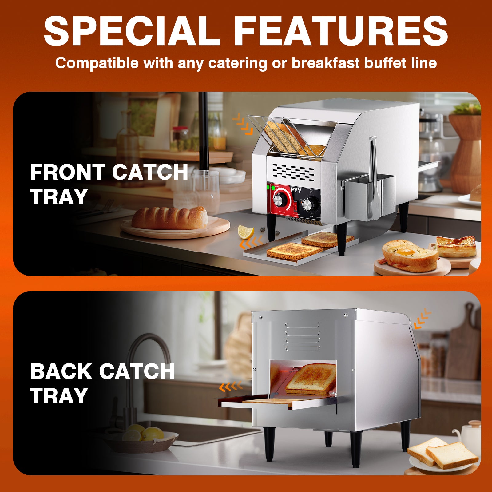 Commercial Toaster Conveyor 150slices/h Restaurant Toaster for Bun Bagel Bread Heavy Duty Stainless Steel Conveyor Toaster